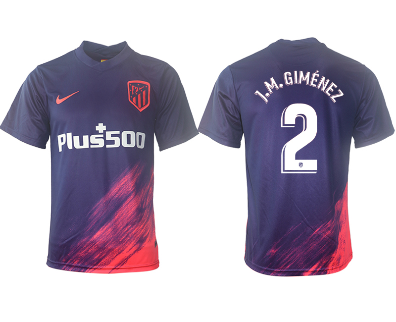 Men 2021-2022 Club Atletico Madrid away aaa version purple #2 Soccer Jersey